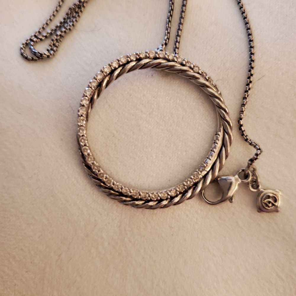 David Yurman Cable Diamond Circle Necklace